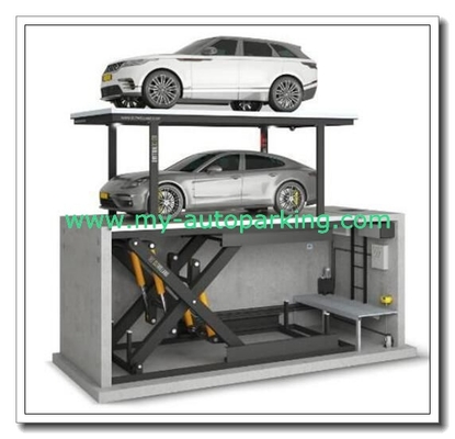China. Elevación para automóviles de doble capa con tijeras / Sistema de estacionamiento de automóviles / Elevación para automóviles de cuatro postes / Elevación para tijeras para automóviles proveedor