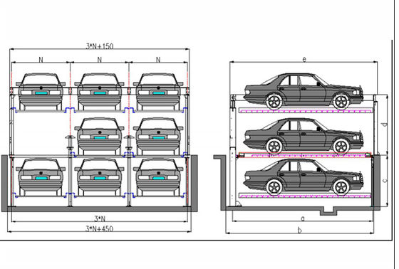-1 + 2 (3 niveles) Parking para áreas residenciales Smart Card Pit Design Puzzle Parking System
