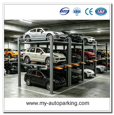 China Máquina elevadora de estacionamiento de vehículos con apilador triple de cuatro postes y 3 niveles de servicio pesado Fabricantes
