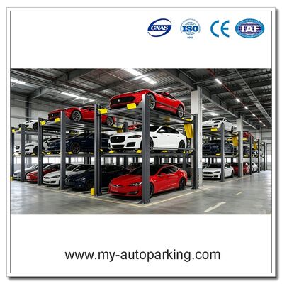 China Máquina elevadora de estacionamiento de vehículos con apilador triple de cuatro postes y 3 niveles de servicio pesado Fabricantes