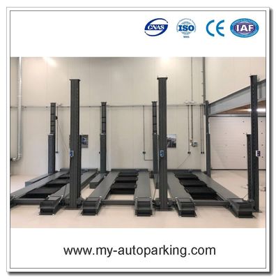 Venta caliente! doble elevador de cuatro postes / 4 postes elevador de estacionamiento / 4 postes sistema de estacionamiento de coches / equipo de estacionamiento de coches / elevador utilizado 220V