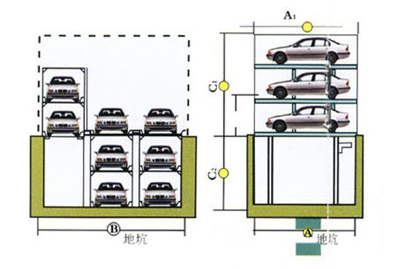 15Diseño de pozo de cuatro postes de estacionamiento PJS-1+1, PJS-2+1,