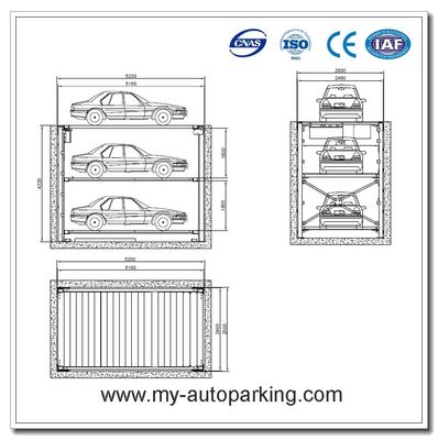 2 o 3 coches elevador subterráneo / apilador hidráulico para el sótano / equipo de estacionamiento de valet / diseño de garaje de estacionamiento subterráneo